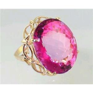 10K, 14K or 18K Gold Ladies Ring, Pure Pink Topaz, R068