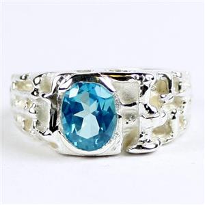 925 Sterling Silver Men's Nugget Ring, Paraiba Topaz, SR197