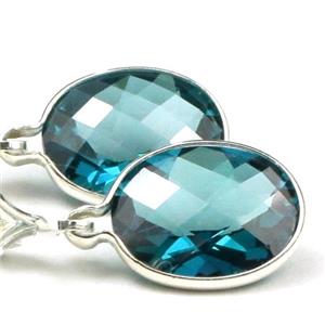 925 Sterling Silver Leverback Earrings, London Blue Topaz, SE101