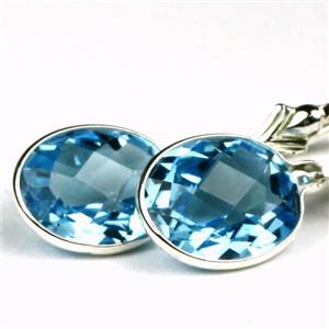 925 Sterling Silver Leverback Earrings, Swiss Blue Topaz, SE101