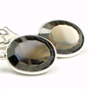 925 Sterling Silver Leverback Earrings, Smoky Quartz, SE101