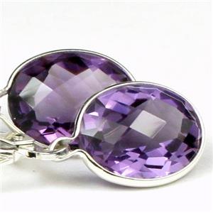 925 Sterling Silver Leverback Earrings, Amethyst, SE101