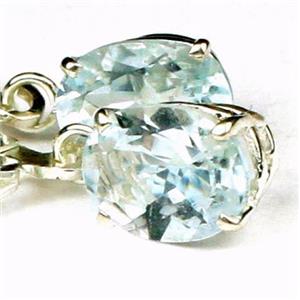 925 Sterling Silver Leverback Earrings, Aquamarine, SE007
