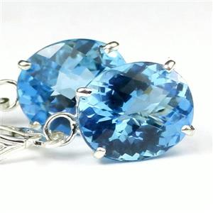 925 Sterling Silver Earrings, Swiss Blue Topaz, SE207