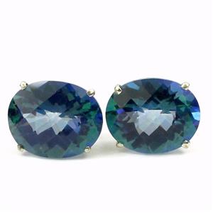 925 Sterling Silver Post Earrings, Neptune Garden Topaz, SE102