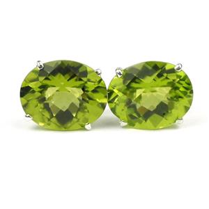 925 Sterling Silver Post Earrings, Peridot, SE102