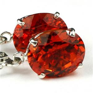 925 Sterling Silver Earrings, Created Padparadscha Sapphire, SE207