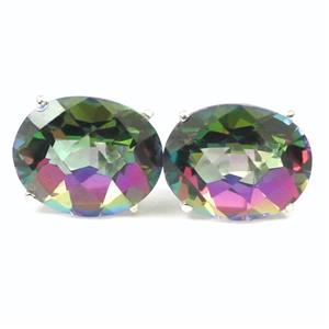 925 Sterling Silver Post Earrings, Mystic Fire Topaz, SE102