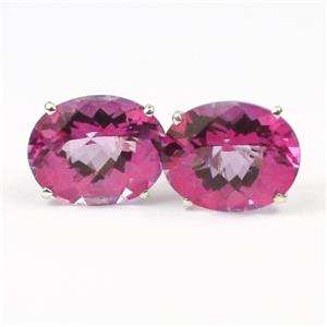 925 Sterling Silver Post Earrings, Pure Pink Topaz, SE102