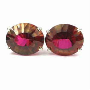 925 Sterling Silver Post Earrings, Crimson Topaz, SE202