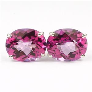 925 Sterling Silver Post Earrings, Pure Pink Topaz, SE202