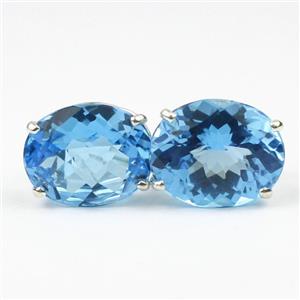 925 Sterling Silver Post Earrings, Swiss Blue Topaz, SE202
