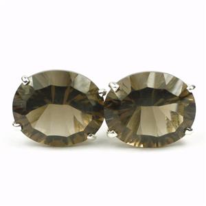 925 Sterling Silver Post Earrings, Smoky Quartz, SE202