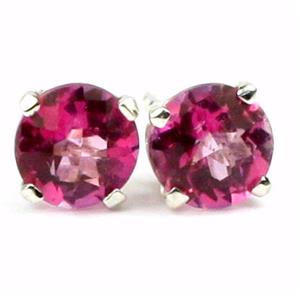 925 Sterling Silver Post Earrings, Pure Pink Topaz, SE012
