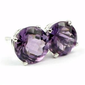 925 Sterling Silver Post Earrings, Amethyst, SE112