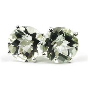 14k Gold Post Earrings, Green Amethyst, E112