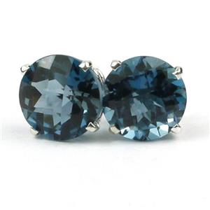925 Sterling Silver Post Earrings, London Blue Topaz, SE112