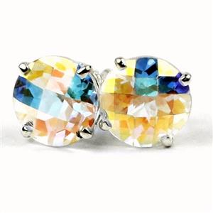 925 Sterling Silver Post Earrings, Mercury Mist Topaz, SE112