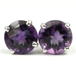 925 Sterling Silver Post Earrings, Amethyst, SE212