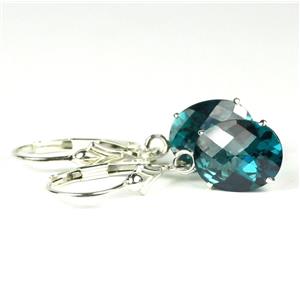 925 Sterling Silver Leverback Earrings, Paraiba Topaz, SE107