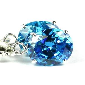 925 Sterling Silver Leverback Earrings, Swiss Blue CZ, SE107