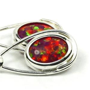 925 Sterling Silver Leverback Earrings, Created Black Opal, SE008