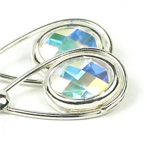 925 Sterling Silver Leverback Earrings, Mercury Mist Topaz, SE008
