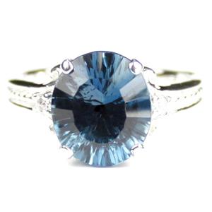 925 Sterling Silver Ladies Ring, Quantum Cut London Blue Topaz, SR136