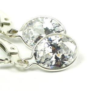 925 Sterling Silver Leverback Earrings, Cubic Zirconia, SE001