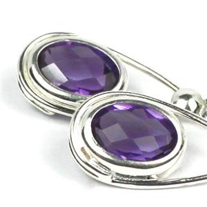 925 Sterling Silver Leverback Earrings, Amethyst, SE008