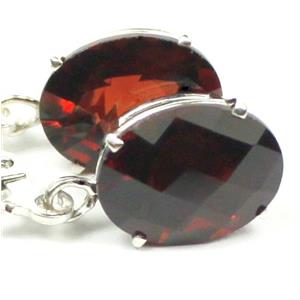 925 Sterling Silver Leverback Earrings, Garnet CZ, SE107