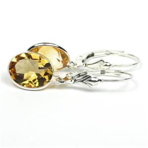 925 Sterling Silver Leverback Earrings, Citrine, SE101