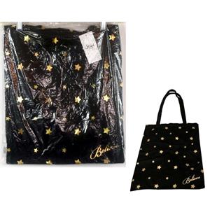 Jenni Cotton Black Tote Bag Gold Stars & "Believe" 13" x 15" New