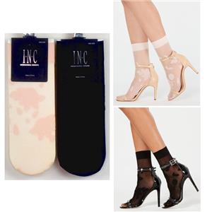 INC International Concepts 2 pr Stamped Floral Anklet Fashion Socks Ch Color New