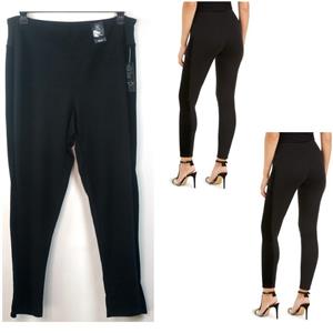 INC International Concepts Velvet Accent Tuxedo Leggings Black Choose Size New