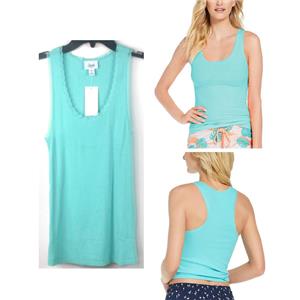 Jenni Womens Lace Trim Ribbed Tank Pajama Top Tropical Tide Size XS New