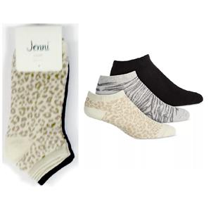 3 pr Womans Jenni Cotton Blend Low-Cut Socks Black Assorted New