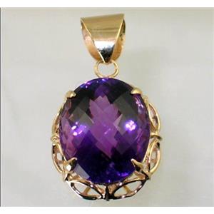 P068, Amethyst 14K Pendant