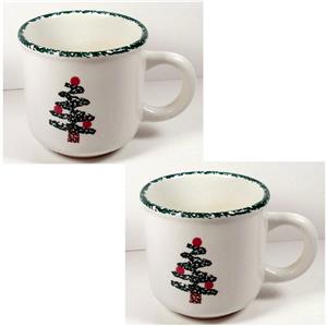 Set of 2 Furio China Christmas Tree Coffee Mug Cup