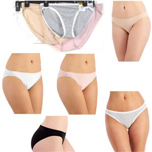 Jenni Cotton Blend Lace Trim Bikini Solid Choose Size & Color New Panty