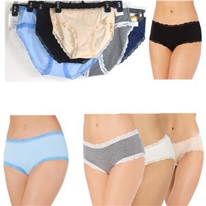 Jenni Womens Cotton Blend Lace Trim Hipster Solid Choose Size & Color New Panty