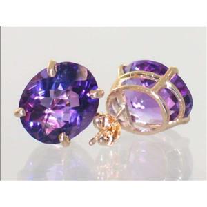 14k Gold Post Earrings, Amethyst, E202