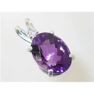 925 Sterling Silver Pendant, Natural Amethyst, SP018
