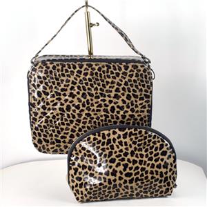 Dennis Basso Animal Print Cosmetic Bag & Case Set NWOT