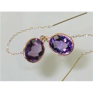 14k Gold Threader Earrings, Amethyst, E205