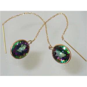 14k Gold Threader Earrings, Mystic Fire Topaz, E205
