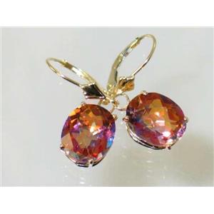 14k Gold Leverback Earrings, Twilight Fire Topaz, E207