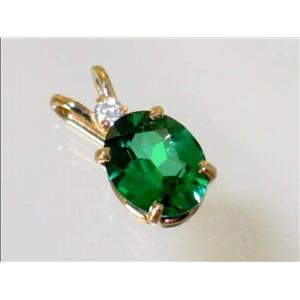 P020, Russian Nanocrystal Emeraldl, 14k Gold Pendant