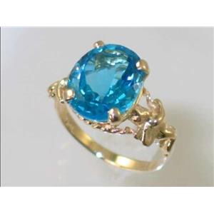 10K, 14K or 18K Gold Angel Ring, Swiss Blue Topaz, R154