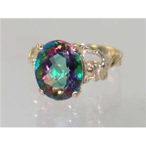 10K, 14K or 18K Gold Angel Ring, Mystic Fire Topaz, R154